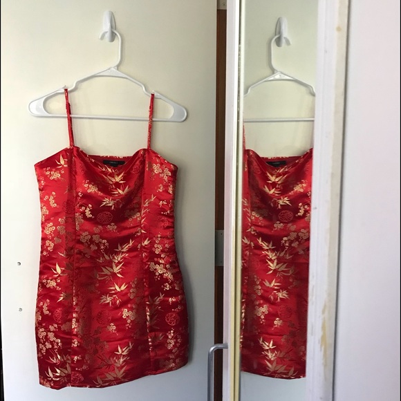 A red, satin Forever21 mini dress - Picture 1 of 3